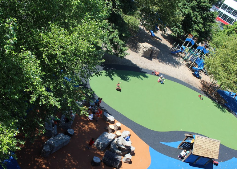 Renovated playground at Washington Episcopal private school in Bethesda